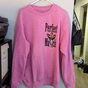 rare boys lie perfect match pink crew neck sweatshirt one size